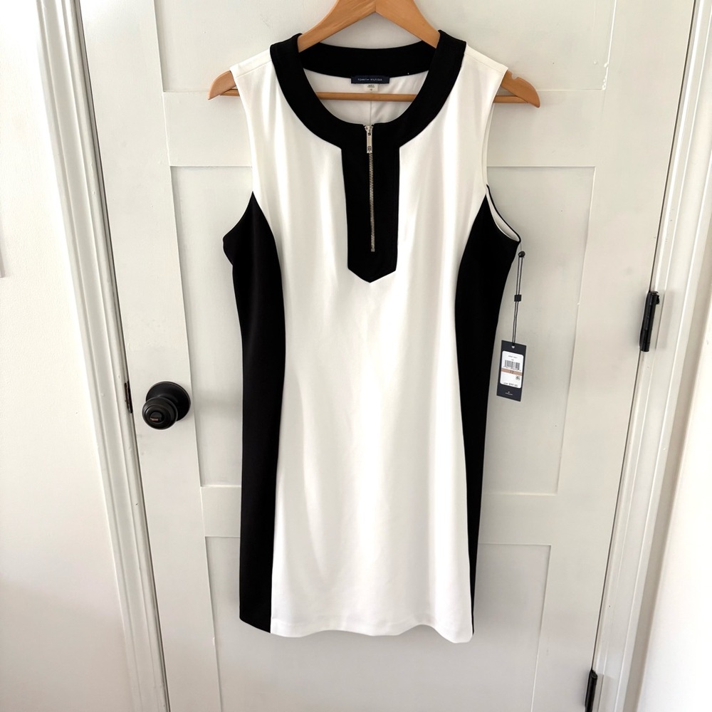 Tommy Hilfiger Black White Color Block Sleeveless Dress. Size 12. - Picture 2 of 11